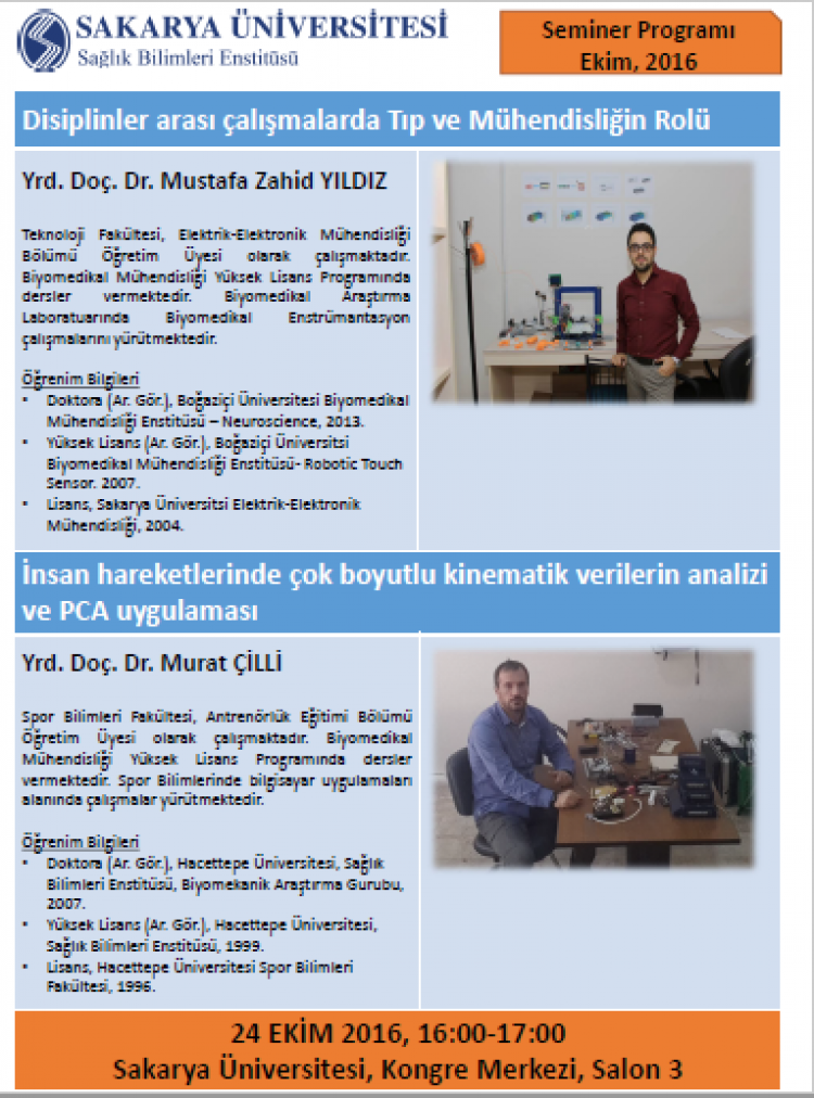 Sağlık Bilimleri Enstitüsü tarafından düzenlenmekte olan 2016-2017 aylık Seminer Programları